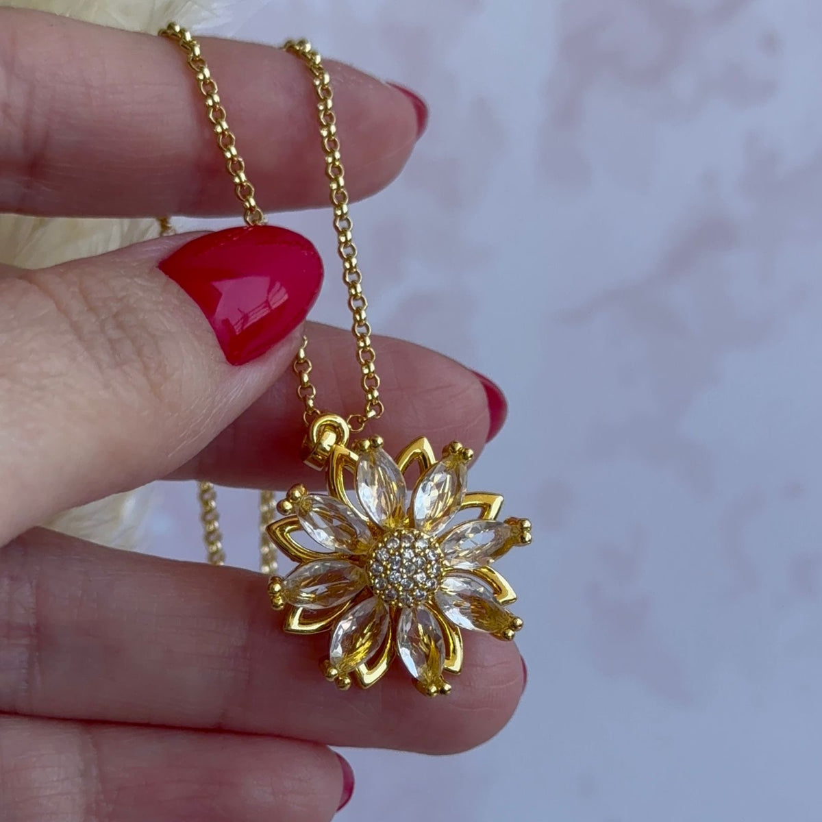 Collar Antiestrés Girasol Baño de Oro