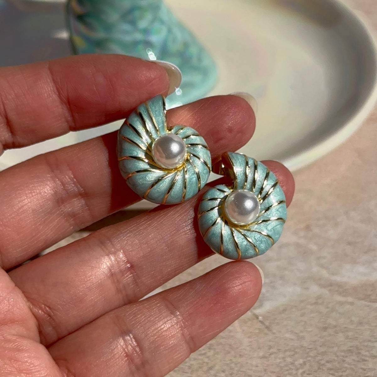 Aros Caracola Turquesa