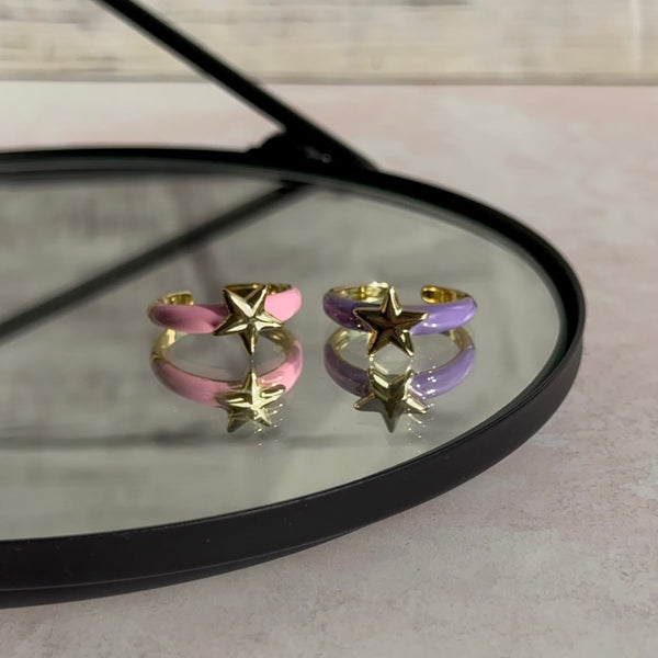 Anillo Estrella - Morado y Rosa