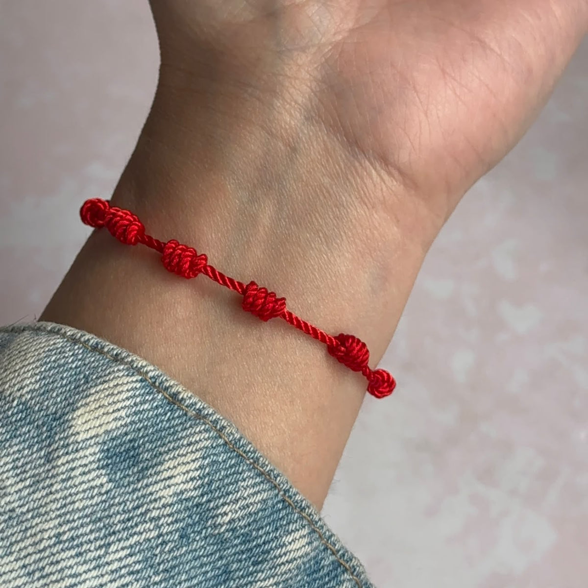 Pulsera Roja Hilada 7 Nudos