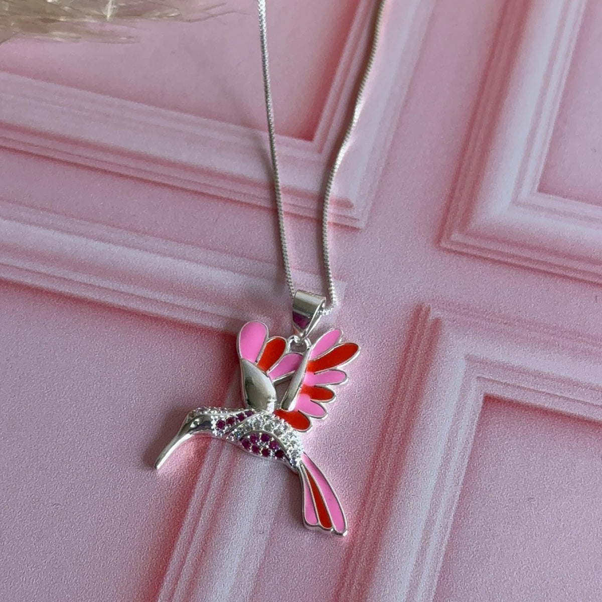 Collar Colibrí Esmaltado Plata 925