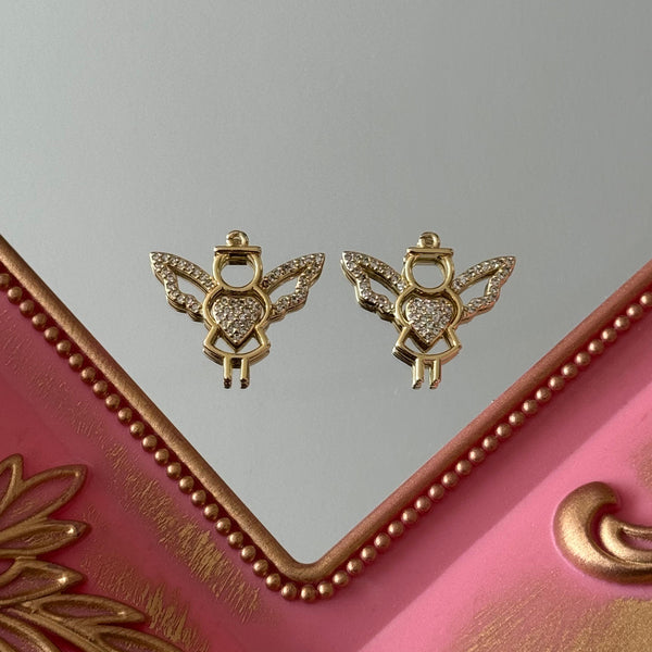 Charm Ángel Corazón Circones Baño de oro
