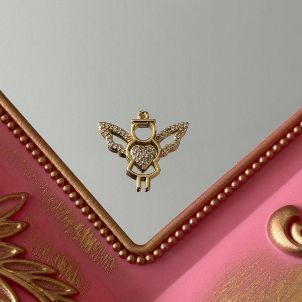 Charm Ángel Corazón Circones Baño de oro