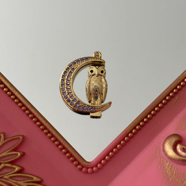 Charm Búho en Luna Circones Baño de oro