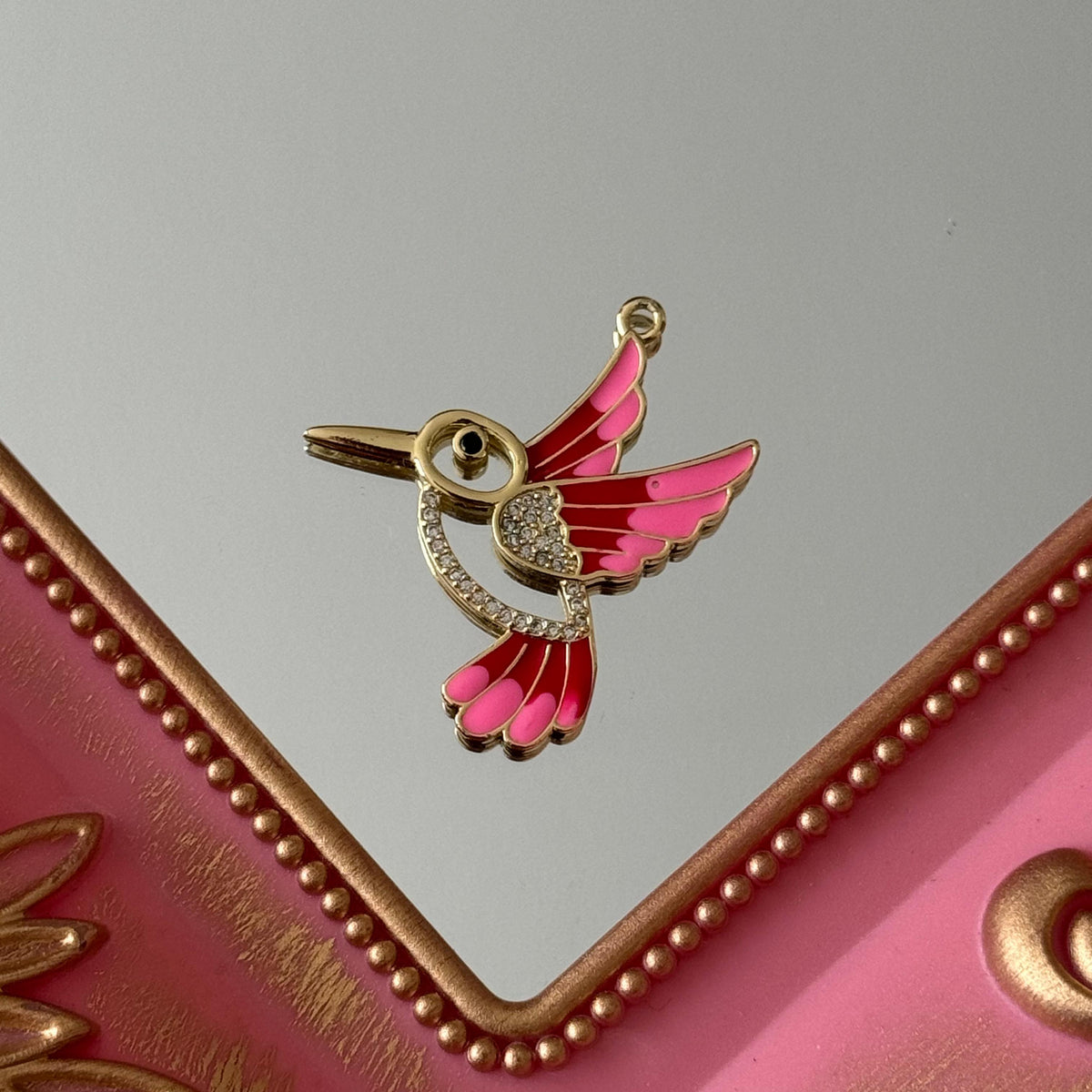 Charm Colibrí Esmaltado Colores Baño de oro