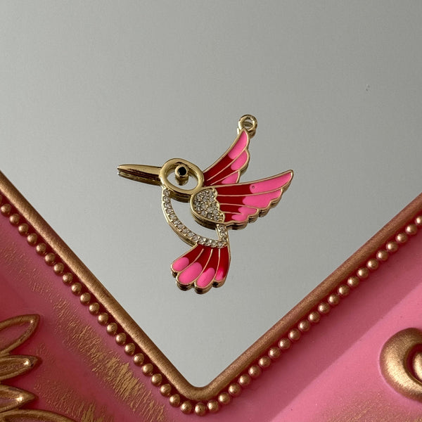 Charm Colibrí Esmaltado Colores Baño de oro