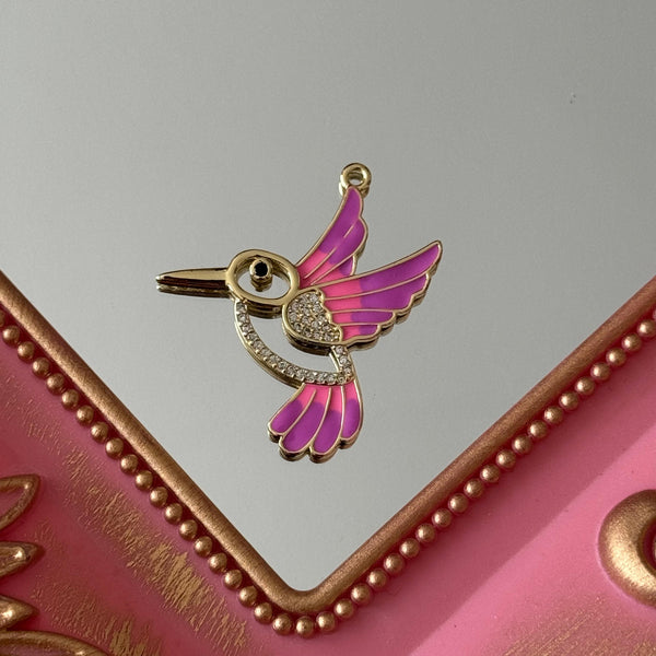 Charm Colibrí Esmaltado Colores Baño de oro