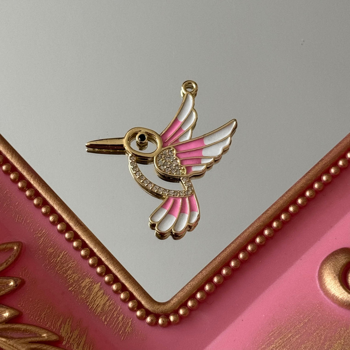 Charm Colibrí Esmaltado Colores Baño de oro