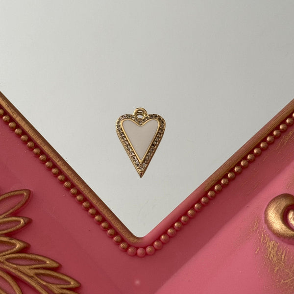 Charm Corazón Circones Esmaltados Baño de oro