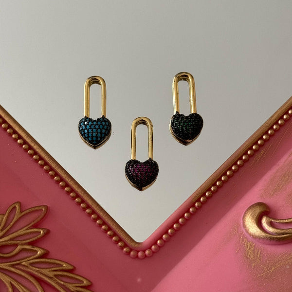Charm Corazón Clip Circones Baño de oro