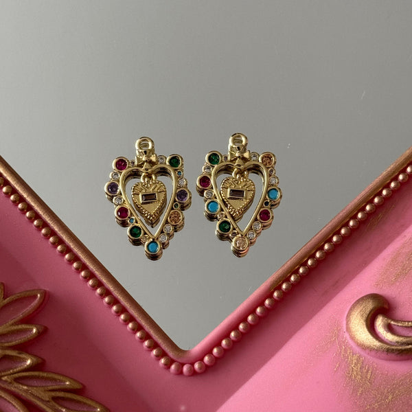 Charm Corazón Dos Circones Colores Baño de oro