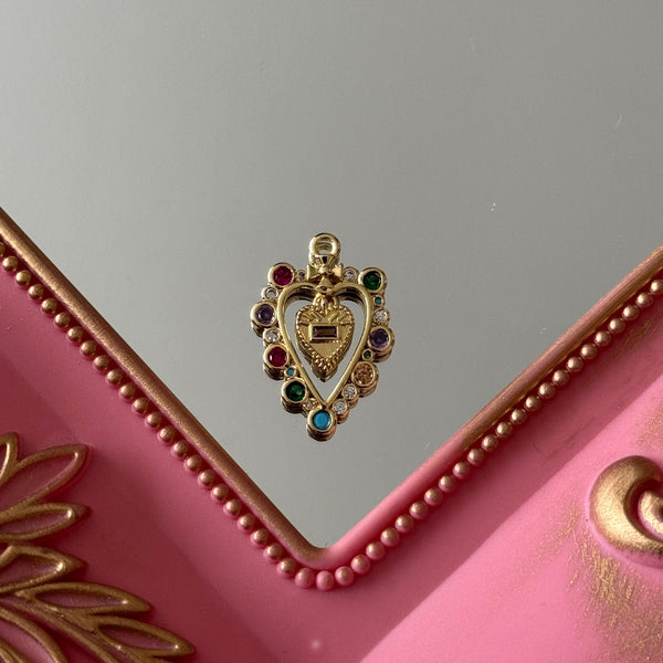 Charm Corazón Dos Circones Colores Baño de oro