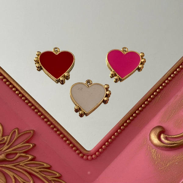 Charm Corazón Esmaltado Colores Baño de oro