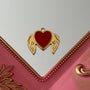 Charm Corazón Esmaltado Rojo Alado Baño de oro