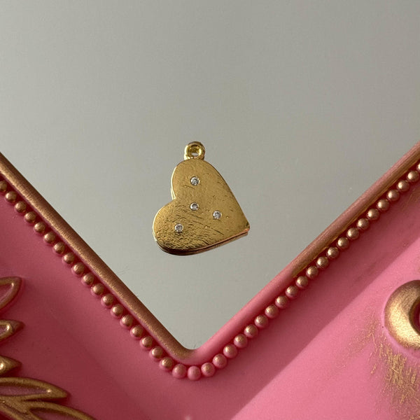 Charm Corazón y Circones Baño de oro