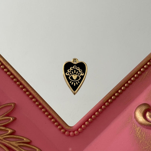 Charm Corazón y Ojito Esmaltado Baño de oro