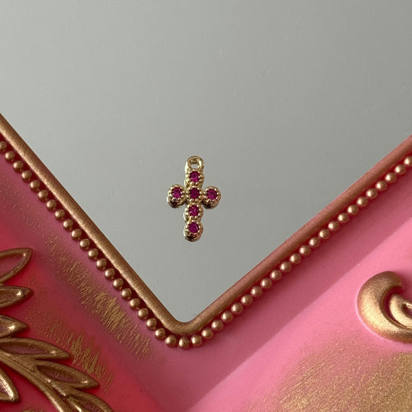 Charm Cruz Circones Colores Baño de oro
