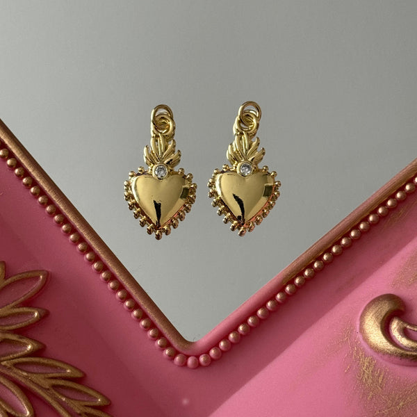 Charm Detente Corazón Circón Baño de oro