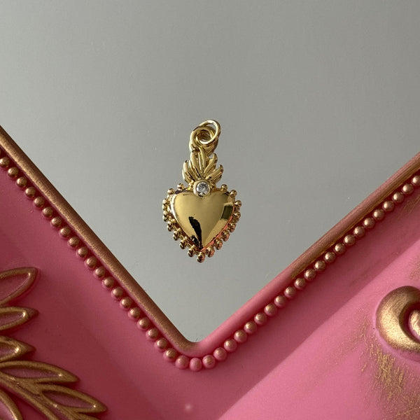 Charm Detente Corazón Circón Baño de oro