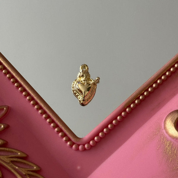 Charm Detente Corazón Figura Baño de oro