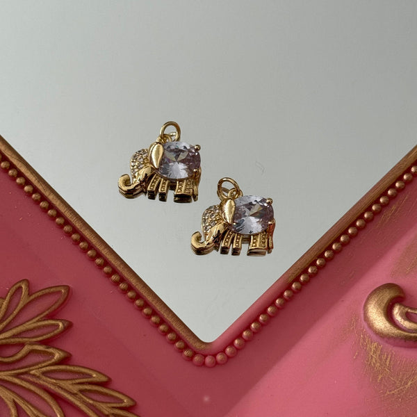 Charm Elefante Cristal y Circones Baño de oro