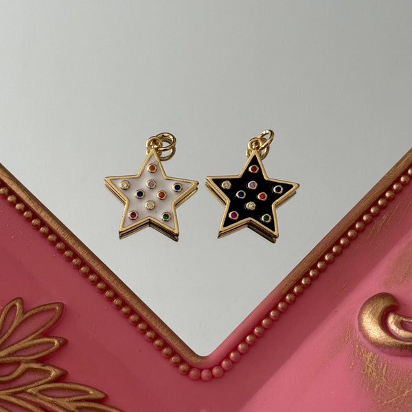 Charm Estrella Puntitos Colores Esmaltado Baño de oro
