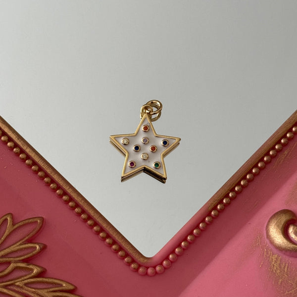 Charm Estrella Puntitos Colores Esmaltado Baño de oro