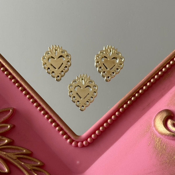 Charm Figura Corazón Detente Calado Baño de oro