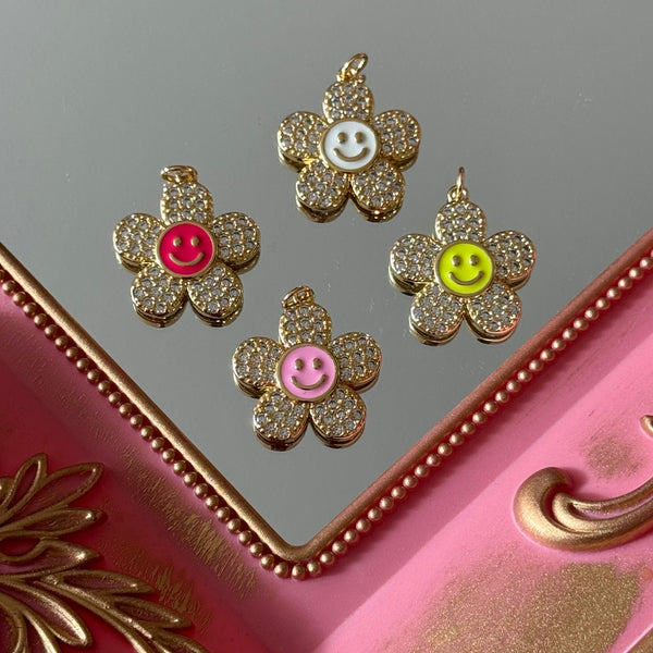 Charm Flor Smile Colores Baño de oro