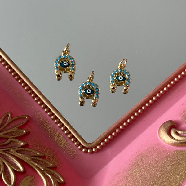 Charm Herradura y Ojo Protector Baño de oro
