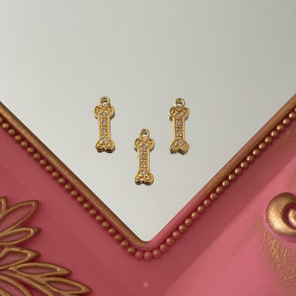 Charm Hueso Circones Baño de oro