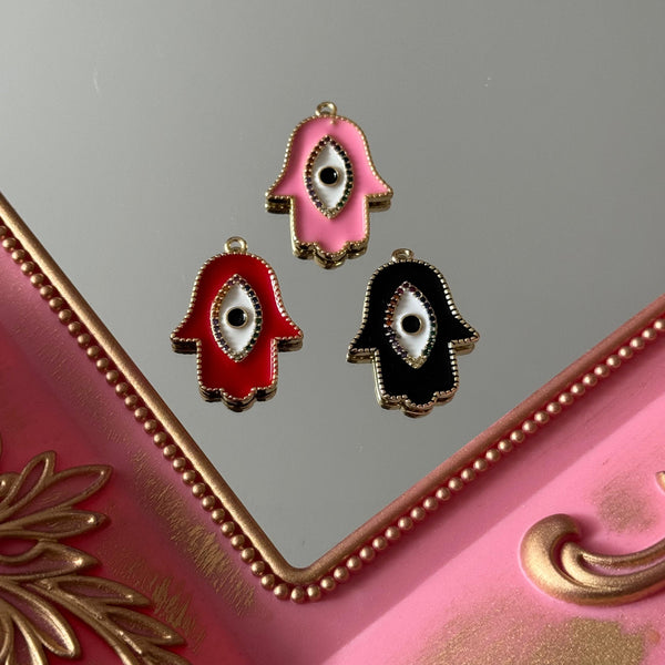 Charm Mano de Fátima Esmaltada Colores Baño de oro