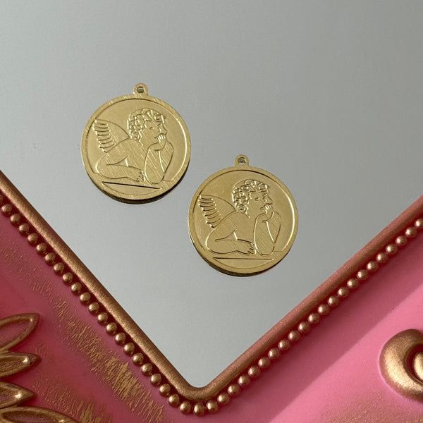 Charm Medalla Ángel Baño de oro