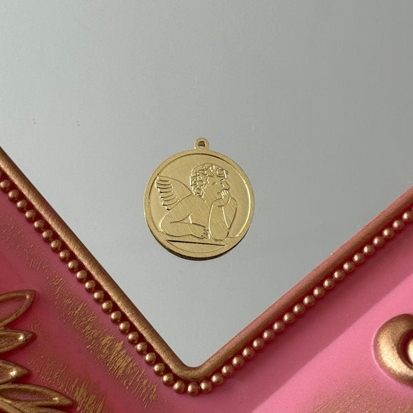 Charm Medalla Ángel Baño de oro
