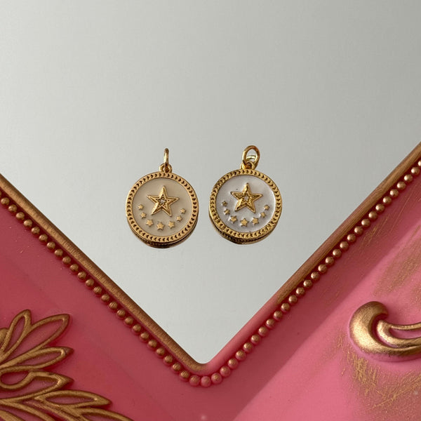 Charm Medalla Estrellitas Esmaltada Baño de oro