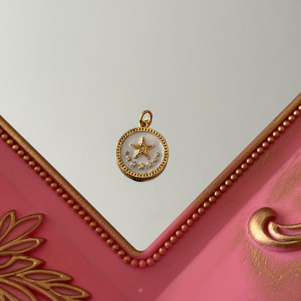 Charm Medalla Estrellitas Esmaltada Baño de oro