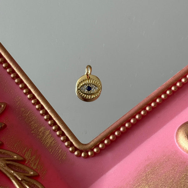 Charm Medalla Ojo Protector Circones Baño de oro