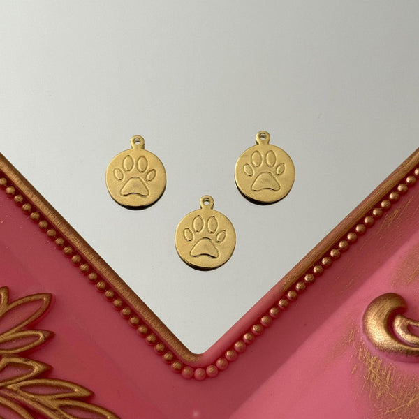 Charm Medalla Patita Perro Baño de oro
