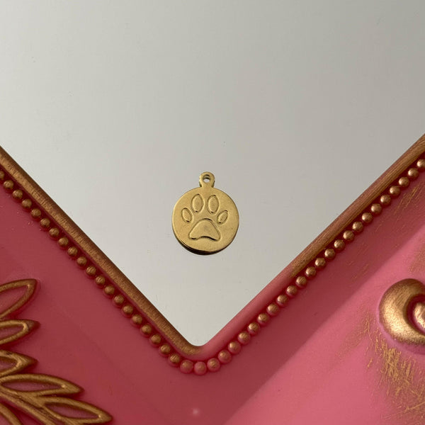 Charm Medalla Patita Perro Baño de oro