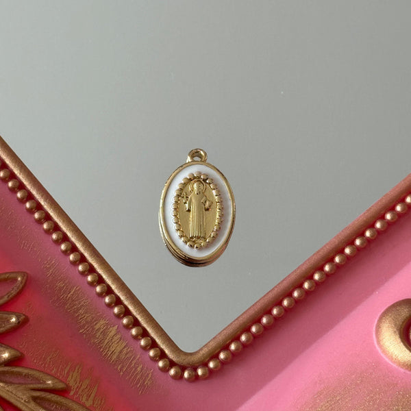 Charm Medalla San Benito Esmaltado Colores Baño de oro