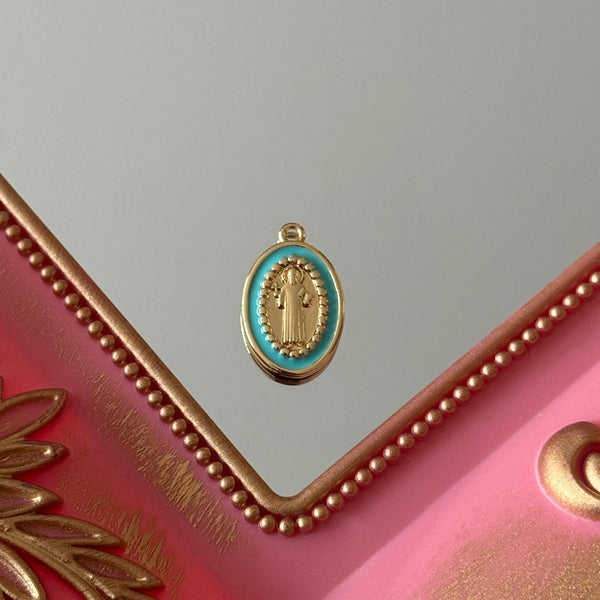 Charm Medalla San Benito Esmaltado Colores Baño de oro