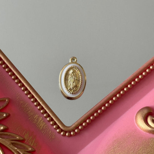 Charm Medalla Virgen de Guadalupe Esmaltado Colores Baño de oro