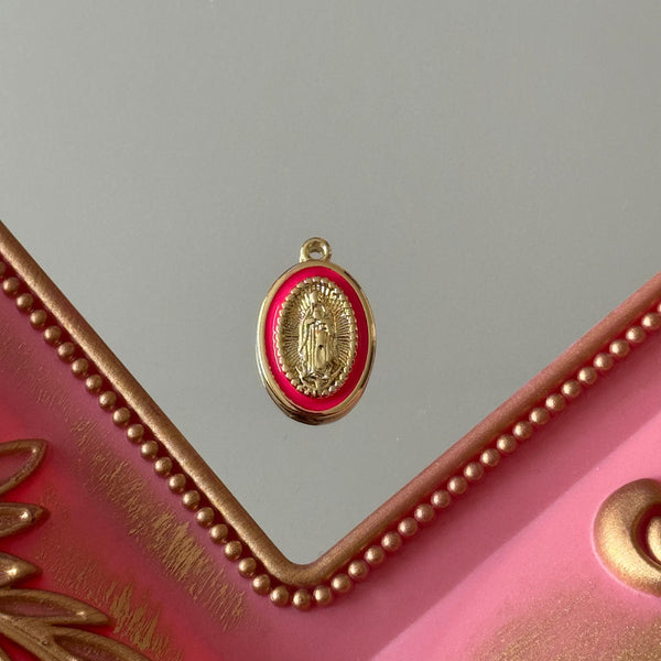 Charm Medalla Virgen de Guadalupe Esmaltado Colores Baño de oro