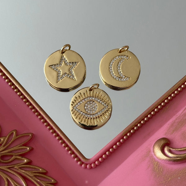 Charm Medallas con Circones Baño de oro