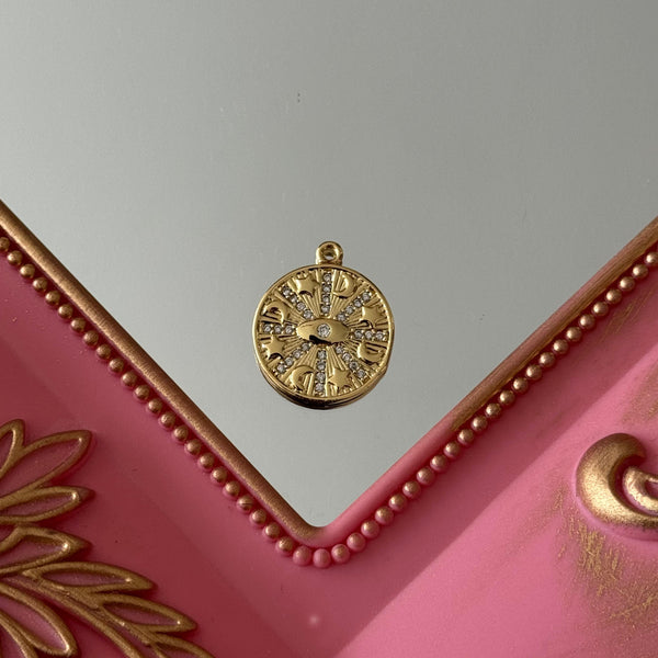 Charm Medallón y Ojito Protector Circones Baño de oro