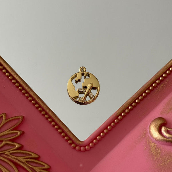 Charm Mundo y Avión Circones Baño de oro