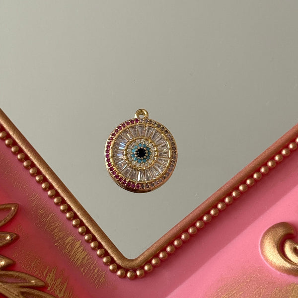 Charm Ojo Protector Circones y Cristales Baño de oro