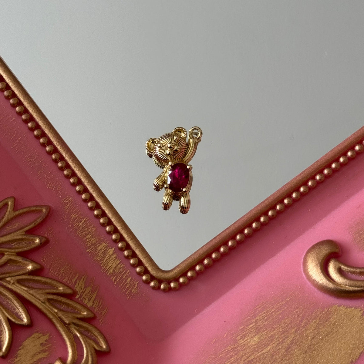 Charm Oso Circón Colores Baño de oro