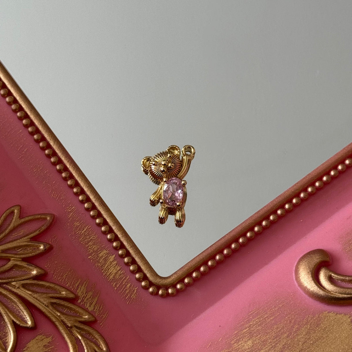 Charm Oso Circón Colores Baño de oro