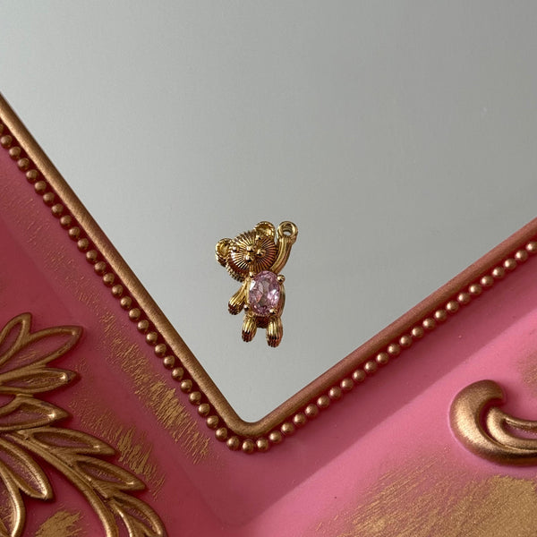 Charm Oso Circón Colores Baño de oro